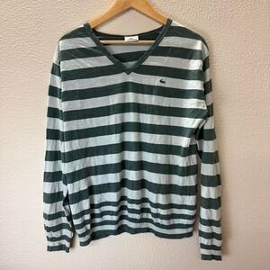 Vintage Green and white Lacoste striped cotton sweater women's